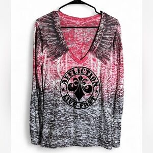 Affliction Black and White Cotton-Blend Tee